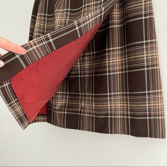 Charter Club Plaid Wrap Skirt Lined Brown Size 14P - Picture 3 of 10
